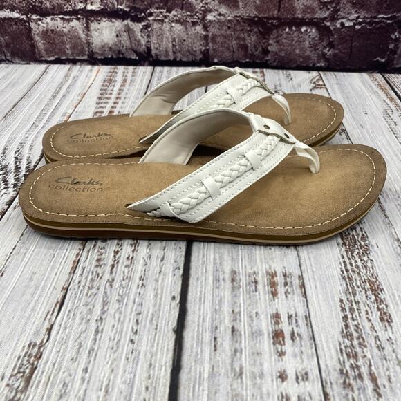 NWOB CLARKS COLLECTION Womens Fenner Nerice Flip Flop Size 10 White - Picture 1 of 7